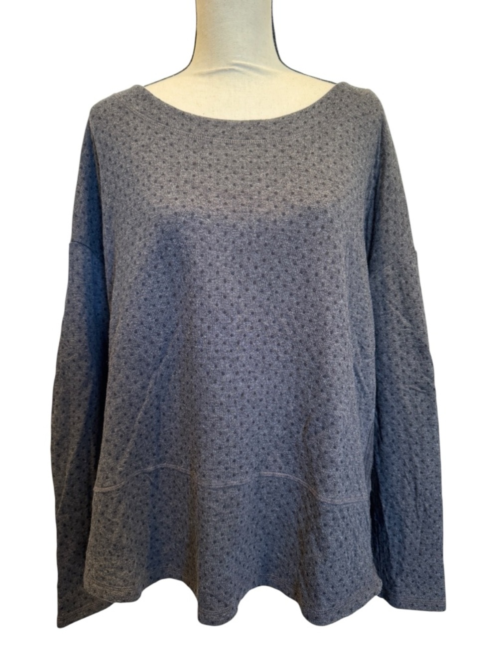 Talbots Long Sleeve Gray Dotted Top Tunic Sweatshirt XL